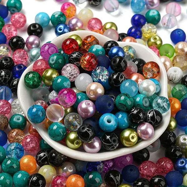Opaque Spray Painted Glass Beads