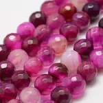 Faceted Natural Striped Agate/Banded Agate Beads Strands