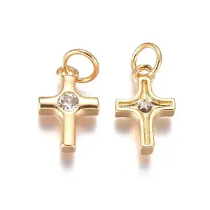 Brass Tiny Cross Charms