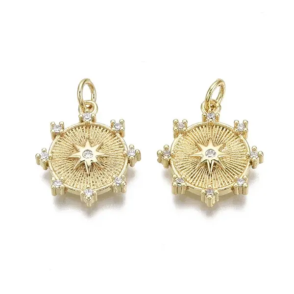 Brass Micro Pave Clear Cubic Zirconia Pendants