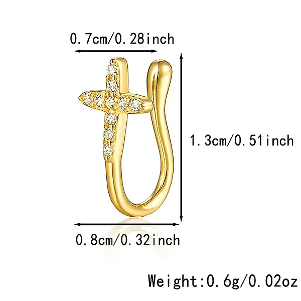 S925 Silver Heart Crown Cross Moon Nose Clip Fashion Jewelry