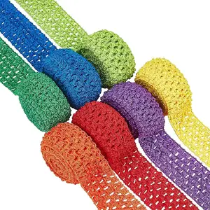 7 Bundles 7 Colors Elastic Crochet Headband Ribbon