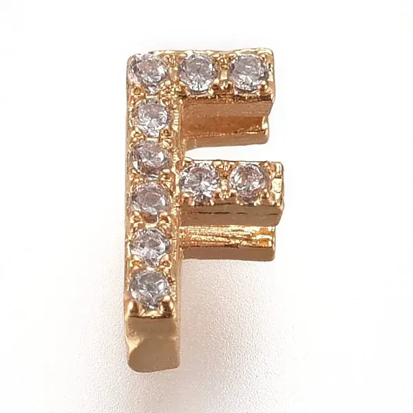 Golden Plated Brass Micro Pave Cubic Zirconia Slide Charms
