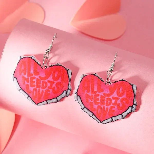 Heart Acrylic Dangle Earrings Jewelry for Halloween/Valentine's Day