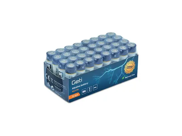Baterie AA (LR6) alkalická GETI 1,5V 32ks