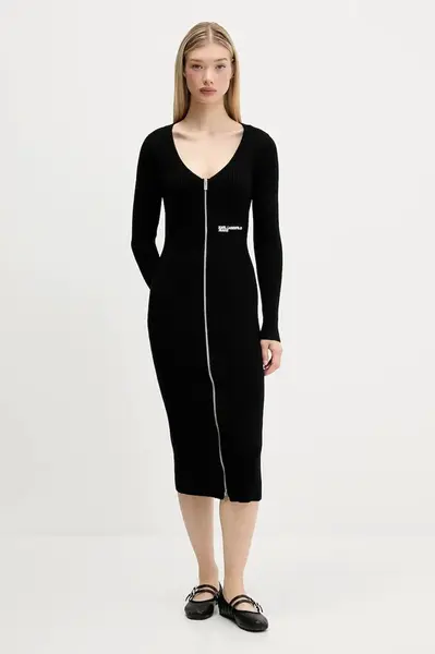 Šaty Karl Lagerfeld Jeans černá barva, midi, přiléhavé, A4W13011