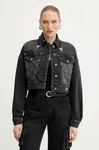 Džínová bunda Versace Jeans Couture černá barva, přechodná, 79HAS403 CDWRC