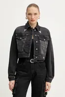 Džínová bunda Versace Jeans Couture černá barva, přechodná, 79HAS403 CDWRC