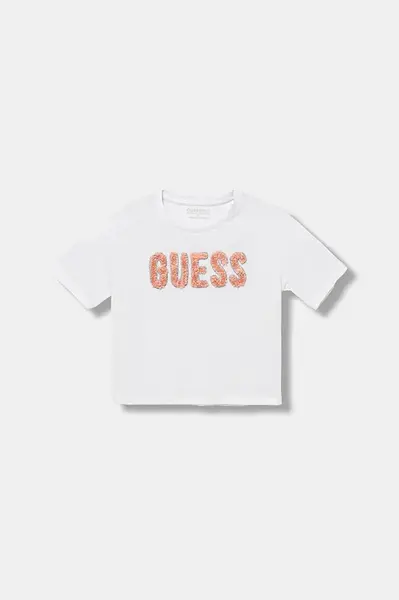 Dětské bavlněné tričko Guess bílá barva, J5YI47 K8HM4
