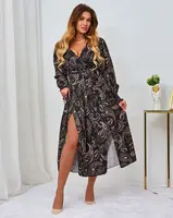 Resti Black and beige patterned women's maxi dress