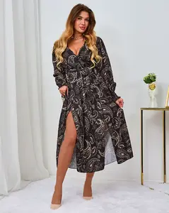 Resti Black and beige patterned women's maxi dress