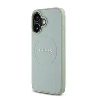 Zadní kryt Guess PU Grained Classic Logo MagSafe pro Apple iPhone 16, zelená