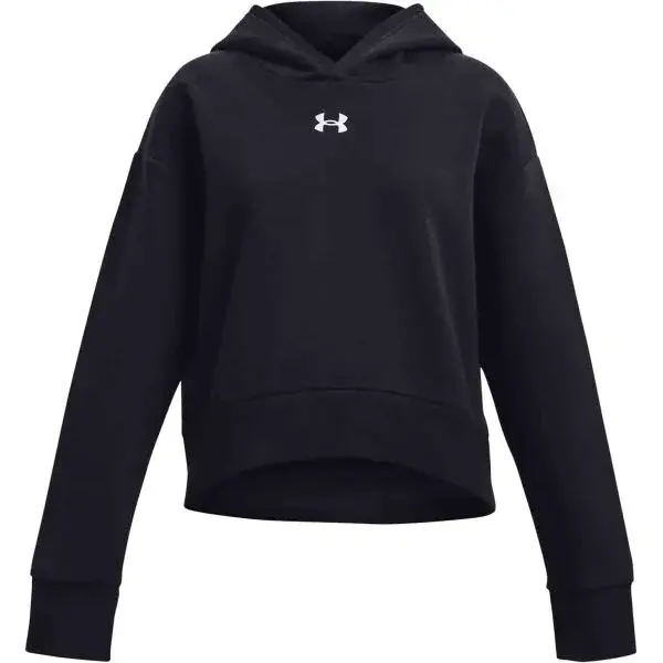 Under Armour RIVAL FLEECE CROP HOODIE Dívčí mikina, černá, velikost XS