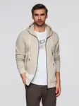 Ombre BASIC men's unbuttoned hooded sweatshirt - light beige