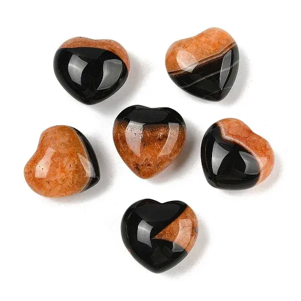 Natural Agate(Dyed & Heated) Heart Palm Stone