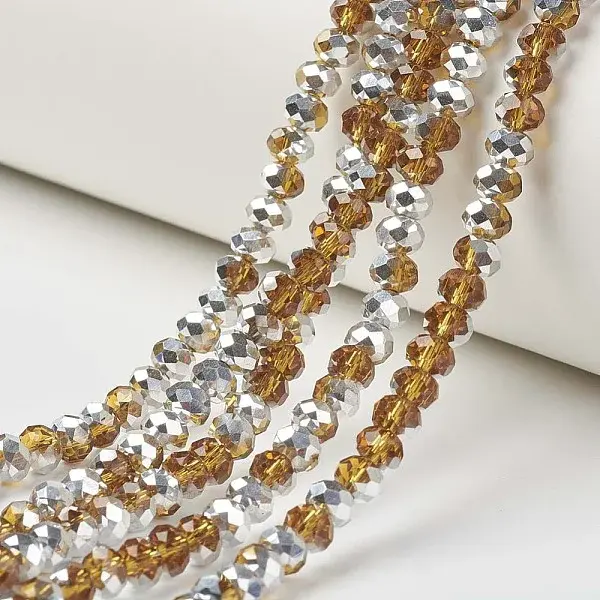 Electroplate Transparent Glass Beads Strands