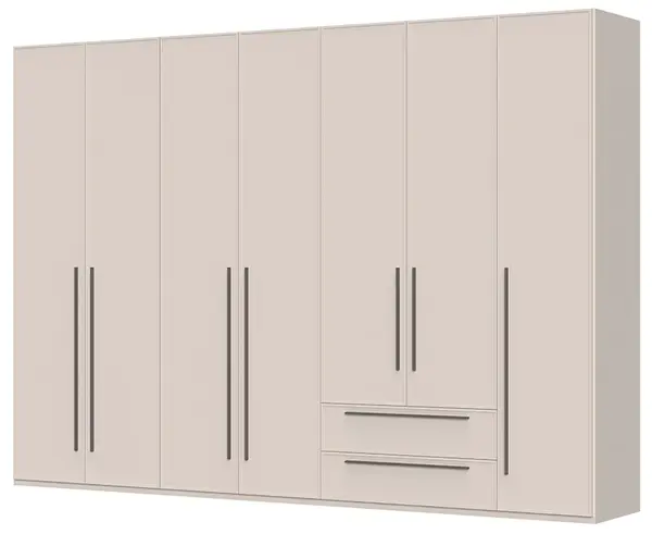 Sedmidveřová šatní skříň se zásuvkami i baptiste - béžová