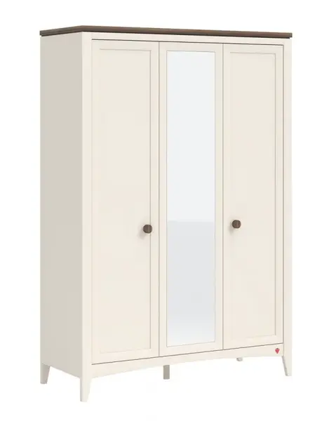 Třídveřová šatní skříň se zrcadlem meryn - béžová