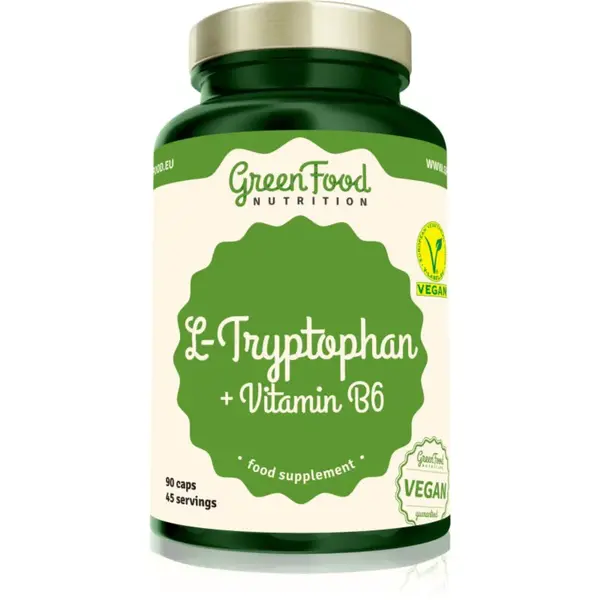 GreenFood Nutrition L-Tryptophan + Vitamin B6 kapsle pro podporu duševní rovnováhy 90 cps