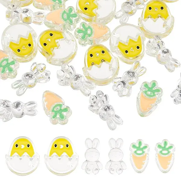 30Pcs 3 Style Transparent Acrylic Enamel Beads