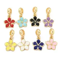 Rack Plating Alloy Enamel Flower European Dangle Charms