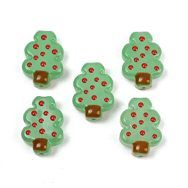 Christmas Theme Transparent Glass Enamel Beads
