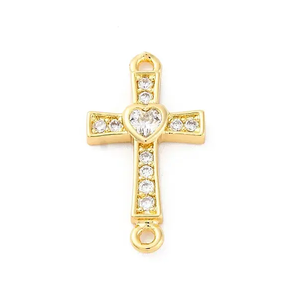 Brass Micro Pave Cubic Zirconia Connector Charms