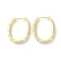 Brass Micro Pave Cubic Zirconia Hoop Earrings