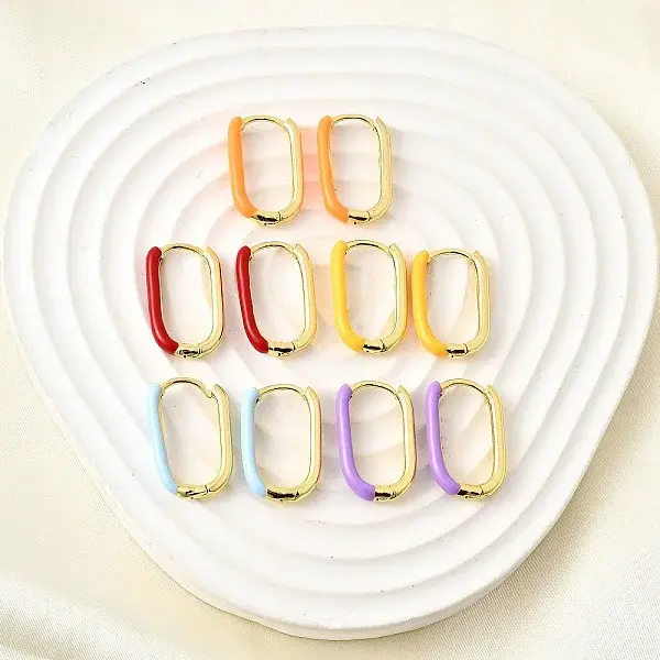 Oval Brass Hoop Earrings