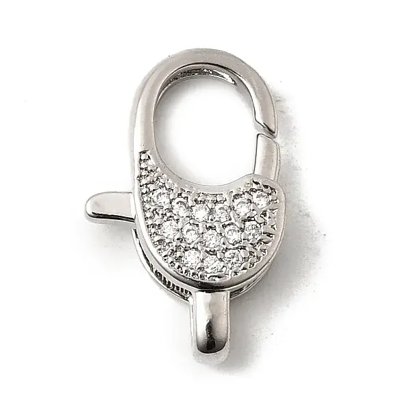 Brass Clear Cubic Zirconia Lobster Claw Clasps