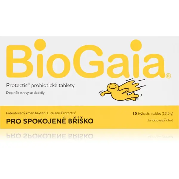 BioGaia Protectis® pro spokojené bříško žvýkací tablety pro podporu trávení příchuť Strawberry 30 tbl
