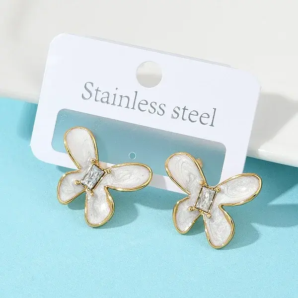 304 Stainless Steel Butterfly Stud Earrings