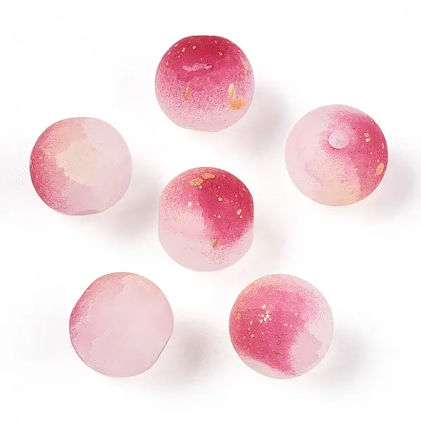 Frosted Baking Paint Crackle Glass Beads with Glitter Powder