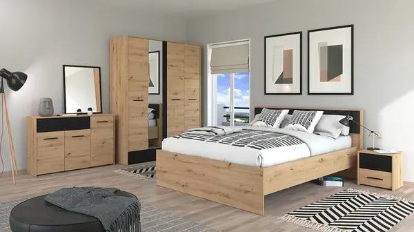 Ložnice ii geralt - dub artisan/černá