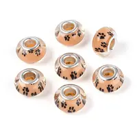 Large Hole Dog Paw Prints Pattern Resin European Beads