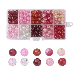 10 Colors Spray Painted Crackle Glass Beads