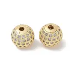 Brass Pave Clear Cubic Zirconia Beads