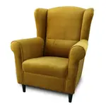 Křeslo ušák, látka hořčicová, charlot