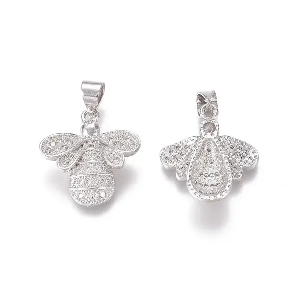 Brass Micro Pave Clear Cubic Zirconia Pendants