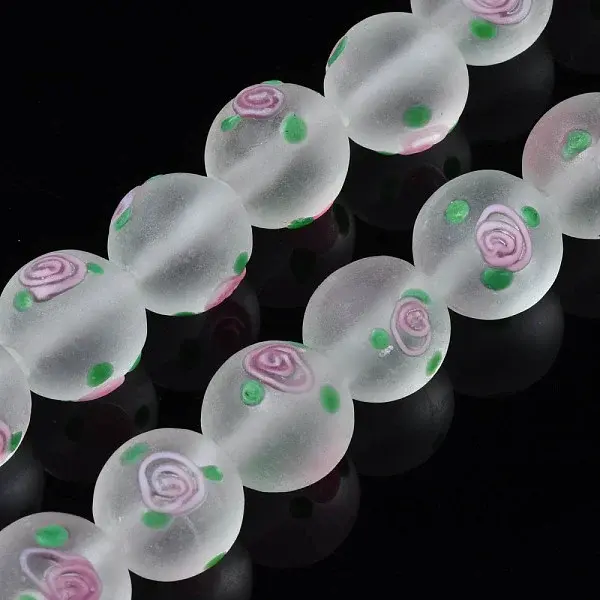 Handmade Frosted Lampwork Beads Strands