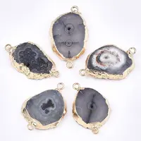 Electroplate Natural Druzy Agate Links connectors