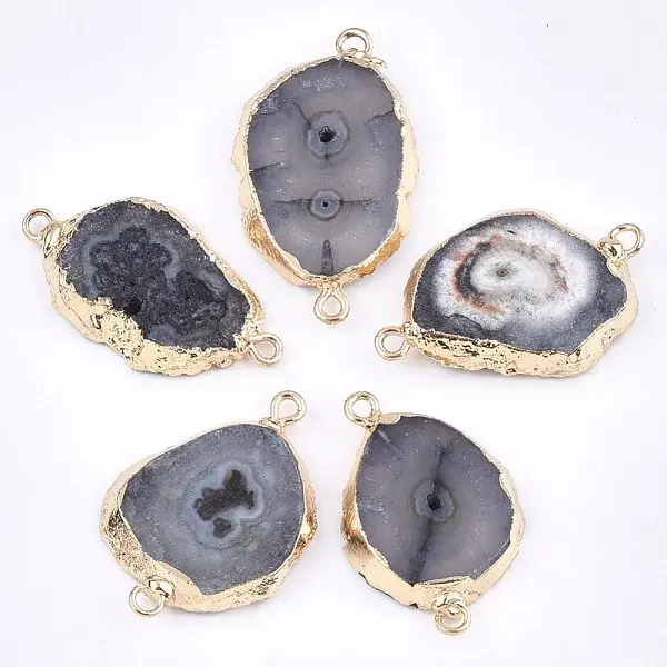 Electroplate Natural Druzy Agate Links connectors