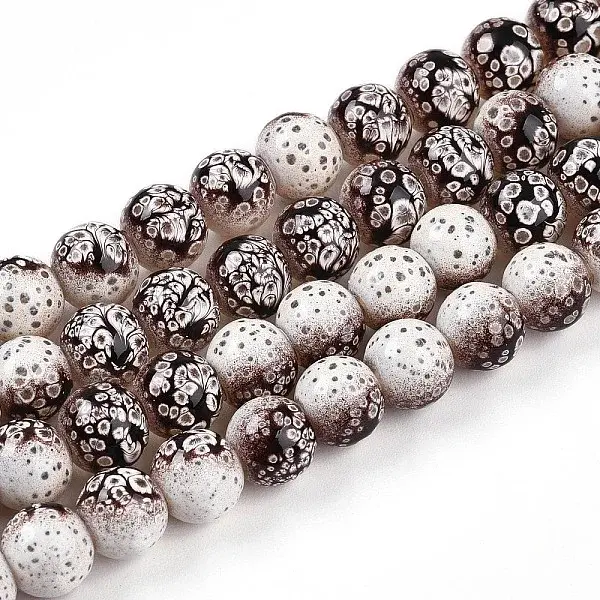 Transparent Baking Painted Glass Beads Strands