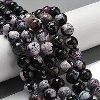 Faceted Natural Fire Crackle Agate Beads Strands