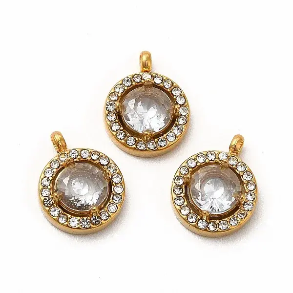 PVD Vacuum Plating 304 Stainless Steel Cubic Zirconia Pendants