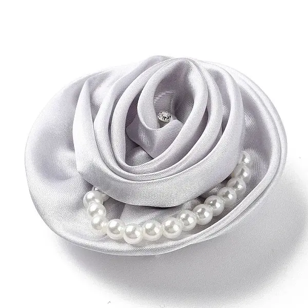Flower Cloth with Plastic Pearl Brooch Pin