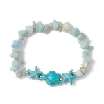 Natural Amazonite & Synthetic Turquoise Beaded Stretch Bracelets for Women