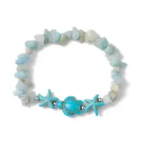 Natural Amazonite & Synthetic Turquoise Beaded Stretch Bracelets for Women