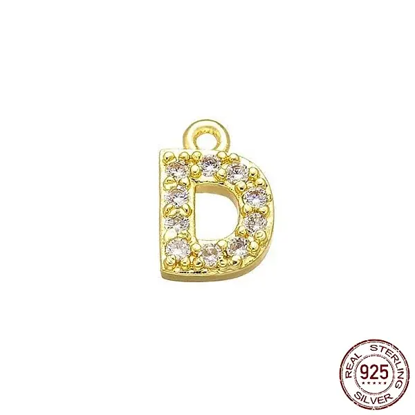 Real 18K Gold Plated 925 Sterling Silver Micro Pave Clear Cubic Zirconia Charms