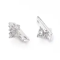 2 Hole Brass Micro Pave Cubic Zirconia Multi-strand Links